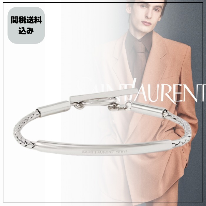 《上品な抜け感》Saint Laurent シルバーブレスレット ロゴ刻印