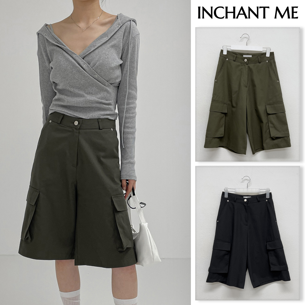 【INCHANT ME】Pixel Cotton Cargo Bermuda Pants