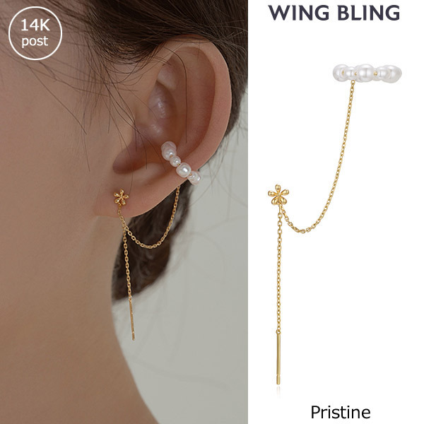 人気【wing bling】(14K post) Pristine パールイヤーカフピアス