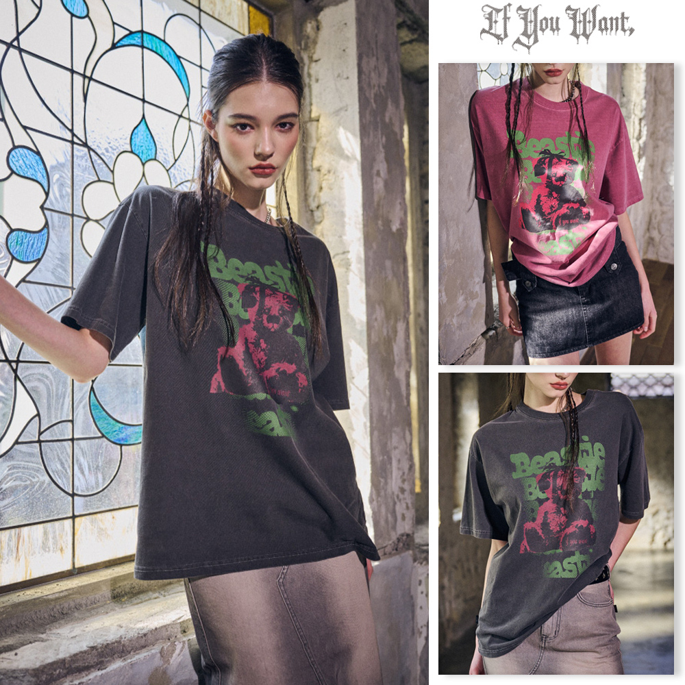 【IFYOUWANT】24SS★ Grumpy Teddy pigment TEE