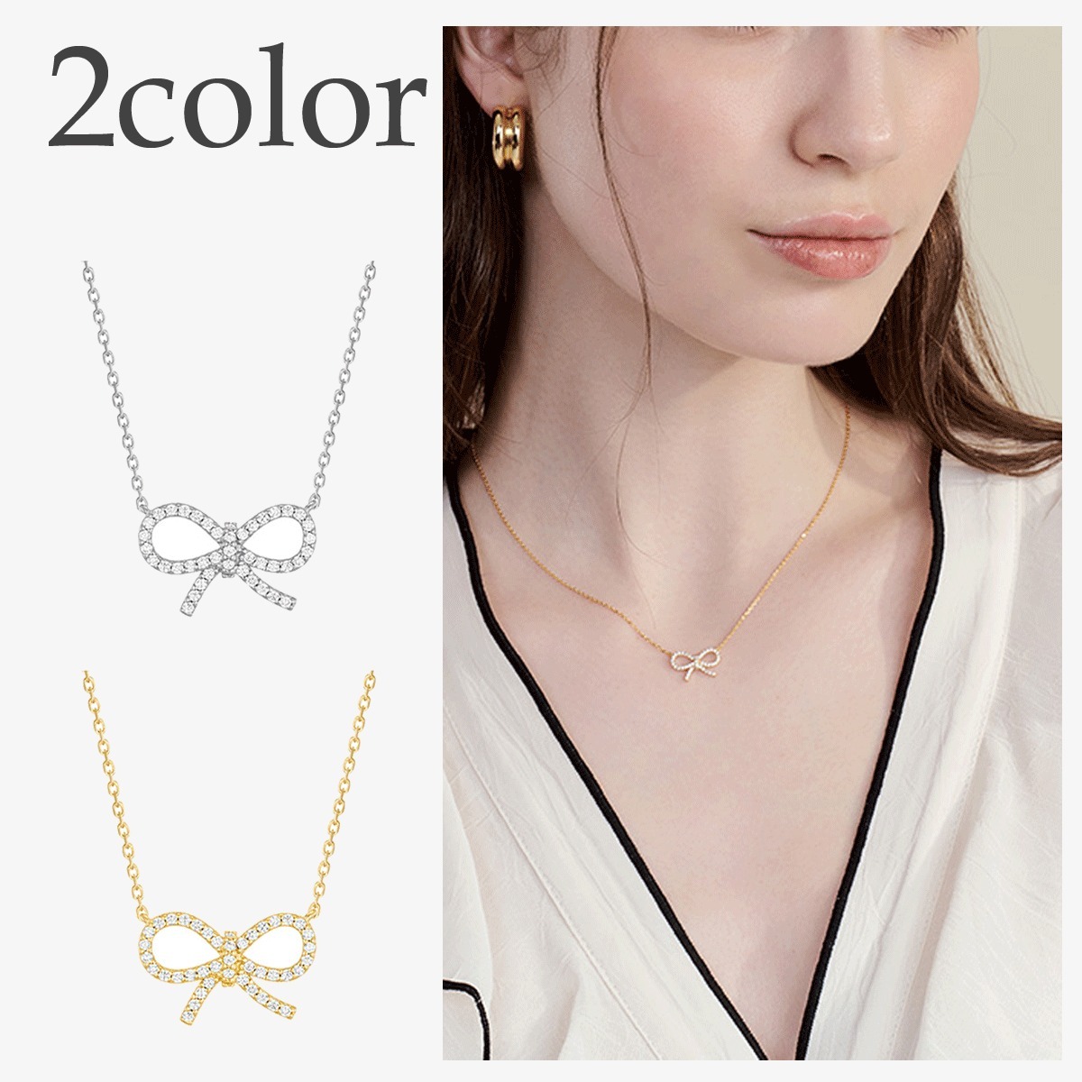ネックレス・ペンダント Hei plain cubic ribbon necklace 4BTR807