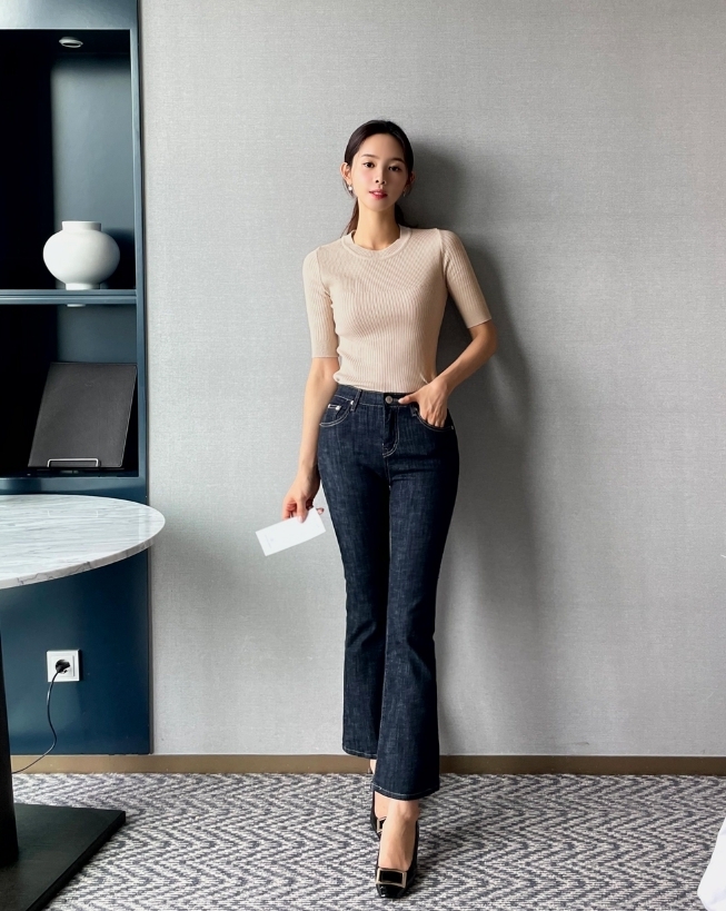 【I AM MARI】Mizell Bootcut Banding Denim Pants