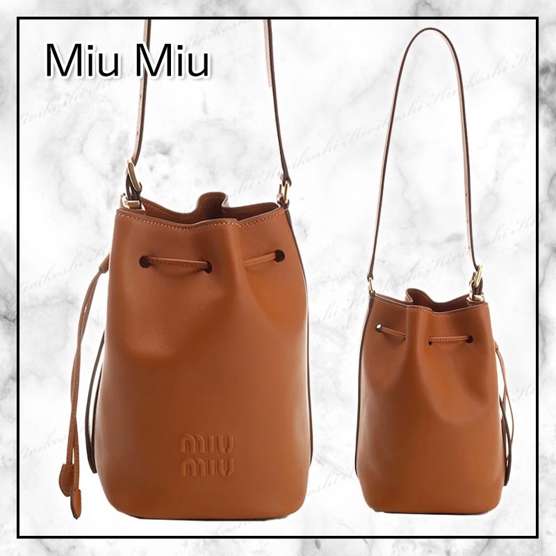 ◆MiuMiu 24SS 最新作◆ レザー バケットバッグ / Brown ◆