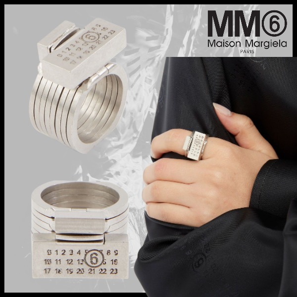 国内発送*MM6 Maison Margiela*Tubing ロゴエングレーブ リング