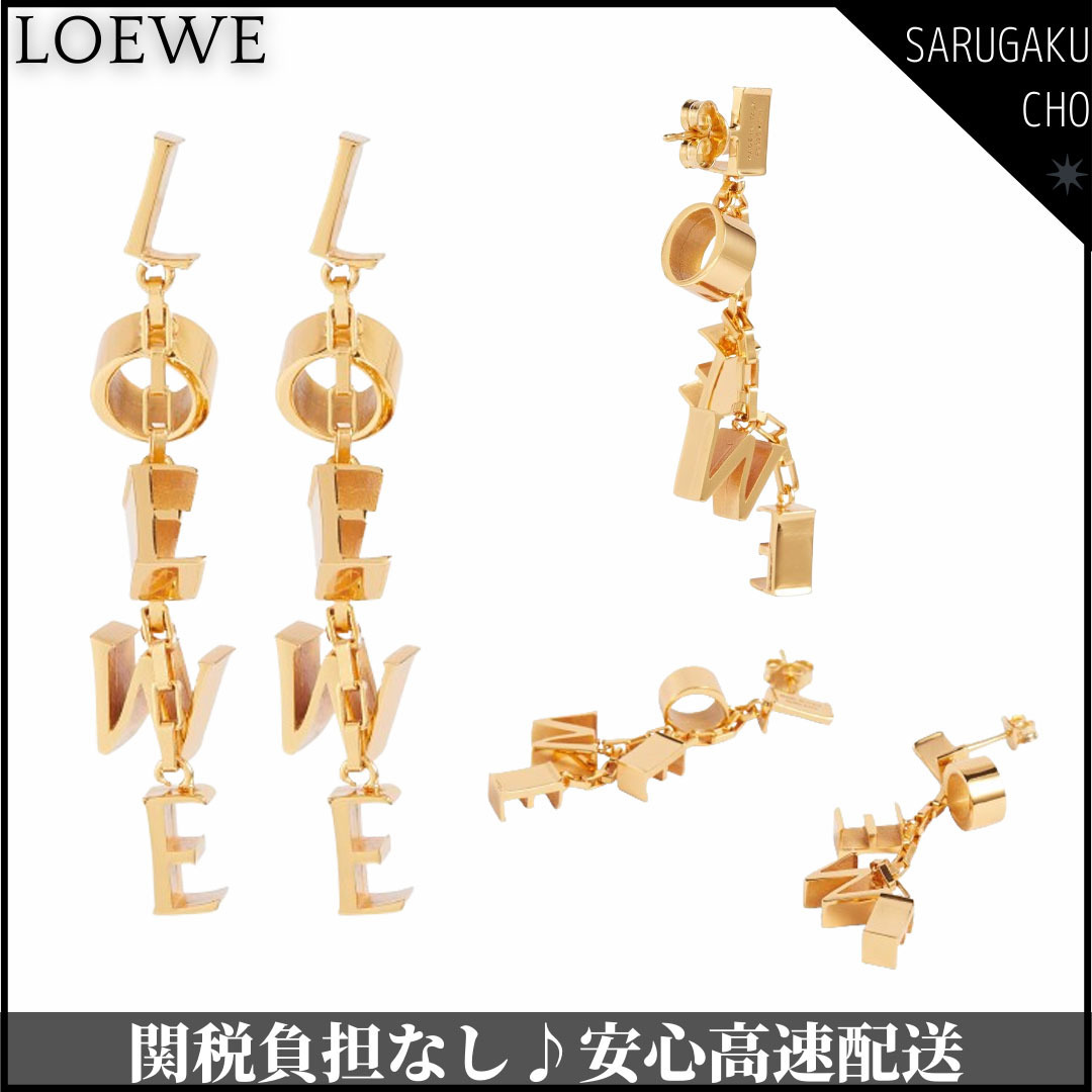 関税負担なし♪LOEWE レターチャーム チェーン ピアス