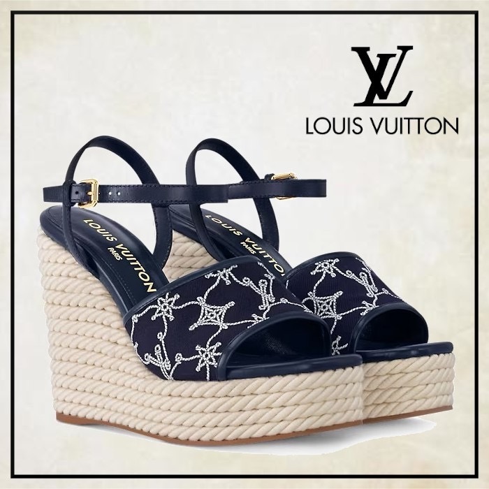 ロープモノグラム柄がマリン\t LouisVuitton ウェッジサンダル