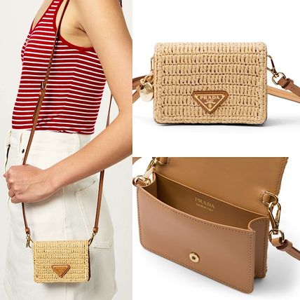 ∞直営買付∞プラダ■ラフィア風 ウーブン ショルダーバッグ 大人気】PRADA◇ラフィア風 ウーブン レザー ショルダーバッグ