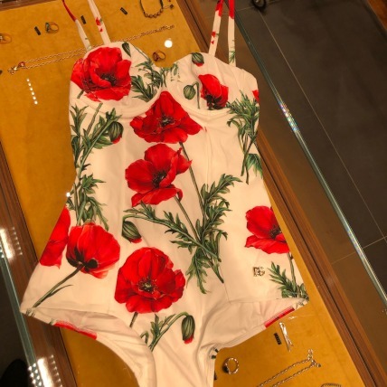 Dolce & Gabbana ポピープリント ワンピース水着