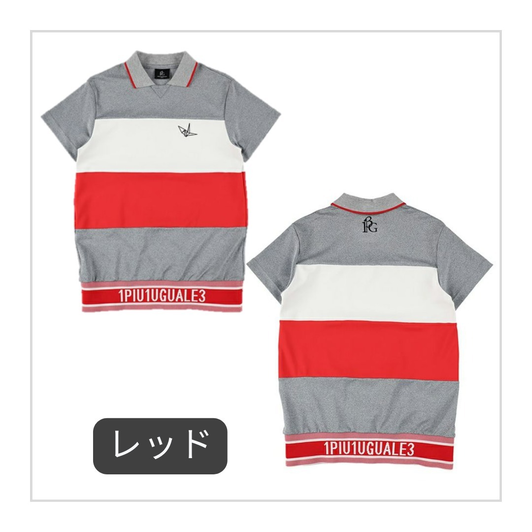 □1PIU1UGUALE3 GOLF□113 GOLF ポロシャツ ボーダー ロゴ