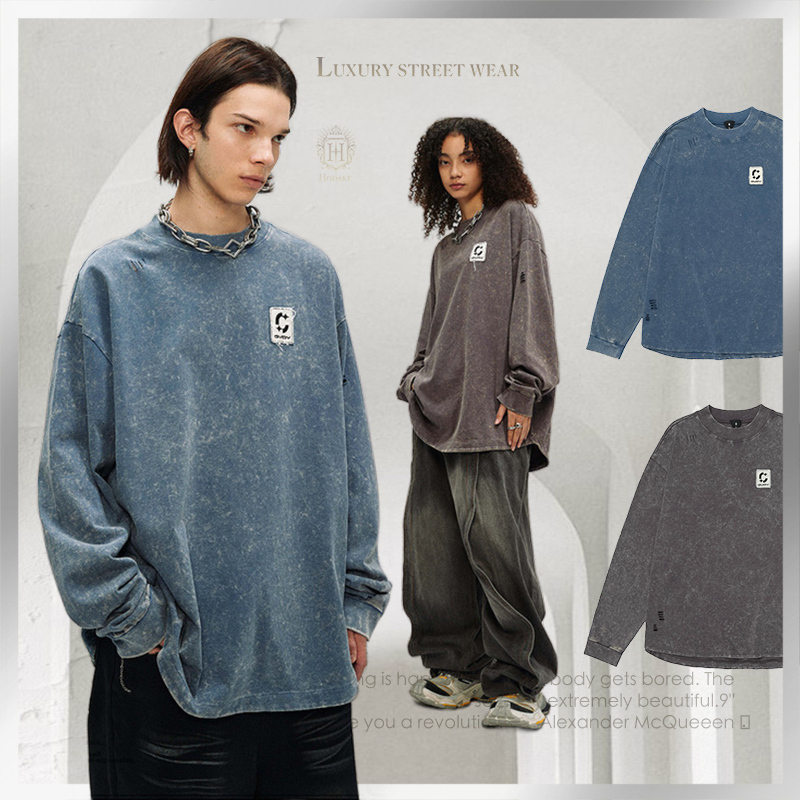 Tシャツ・カットソー Luxury Street Wear washed vintage long tee Ovdy unisexual