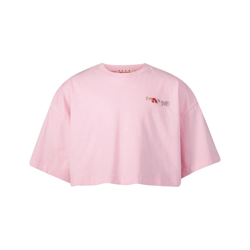 大人もOK\"MARNI \" ロゴ クロップド Tシャツ MARNI マルニ Tシャツ キッズ ロゴ 大人もOK レディース KIDS