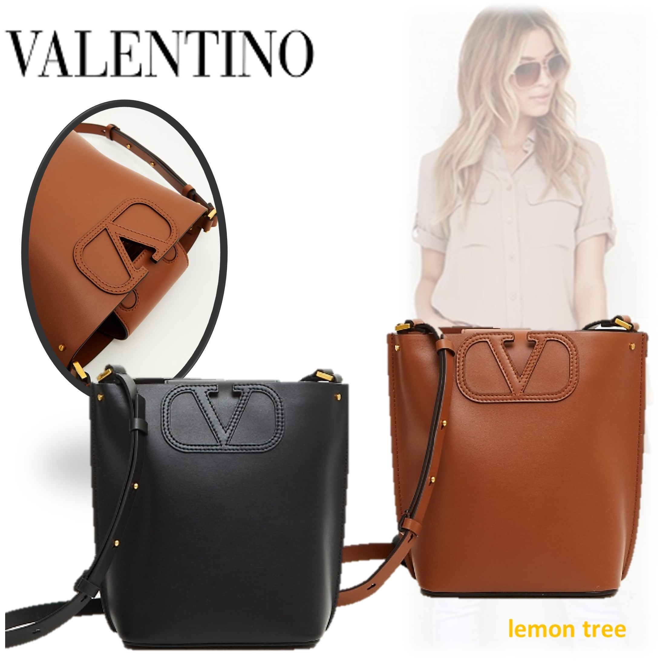 【VALENTINO】Vロゴ ショルダーバッグ ハンドバッグ レザー