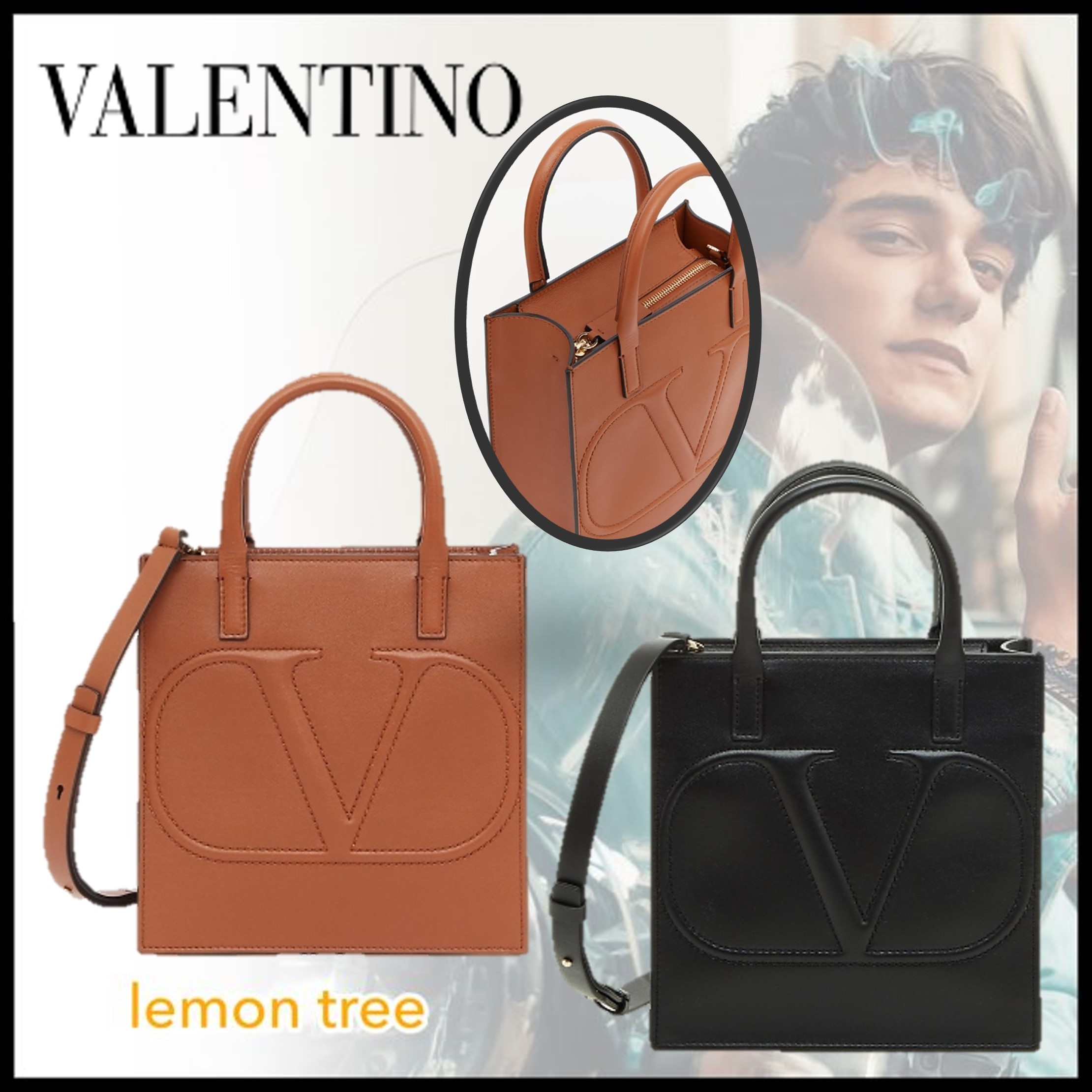 【VALENTINO】Vロゴ ハンドバッグ ショルダーバッグ レザー 2WAY