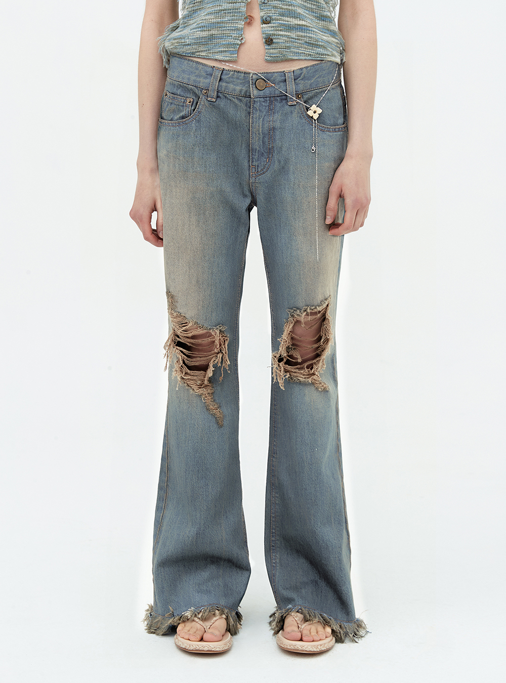 cottagehouse☆Washed ripped slim jeans