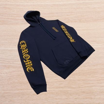 入手困難◆送料込♪【CHROME HEARTS】袖ロゴ パーカー ネイビー ネイビー(紺)系 M CHROME HEARTS(クロムハーツ) パーカー