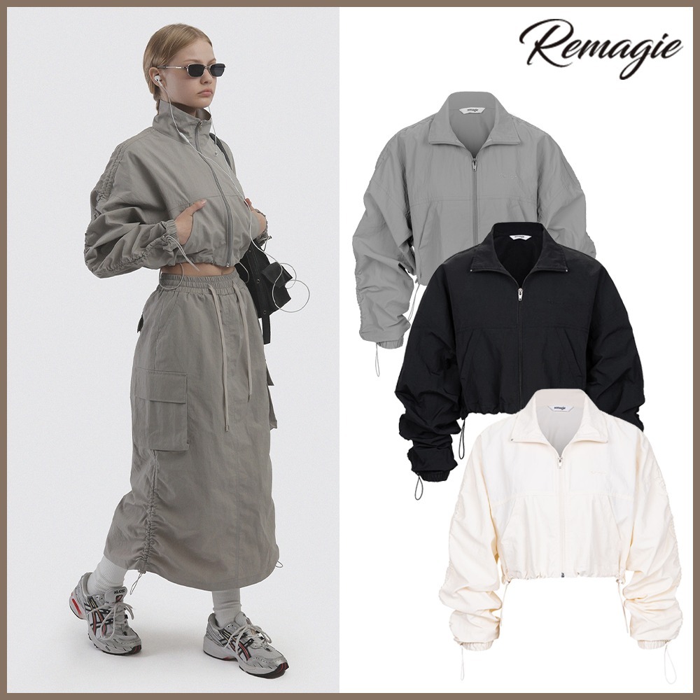 【Remagie】★Shirring nylon zip-up
