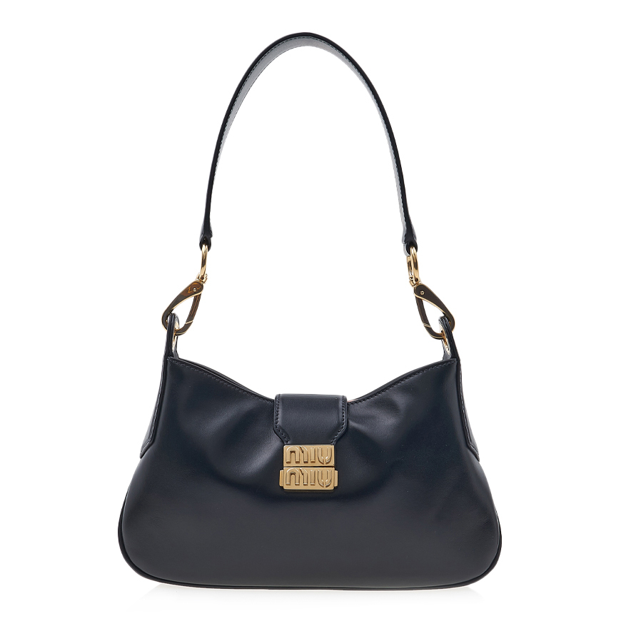 《MIU MIU》 5BC151 2AIX F0002 ロゴ レザー ホボバッグ