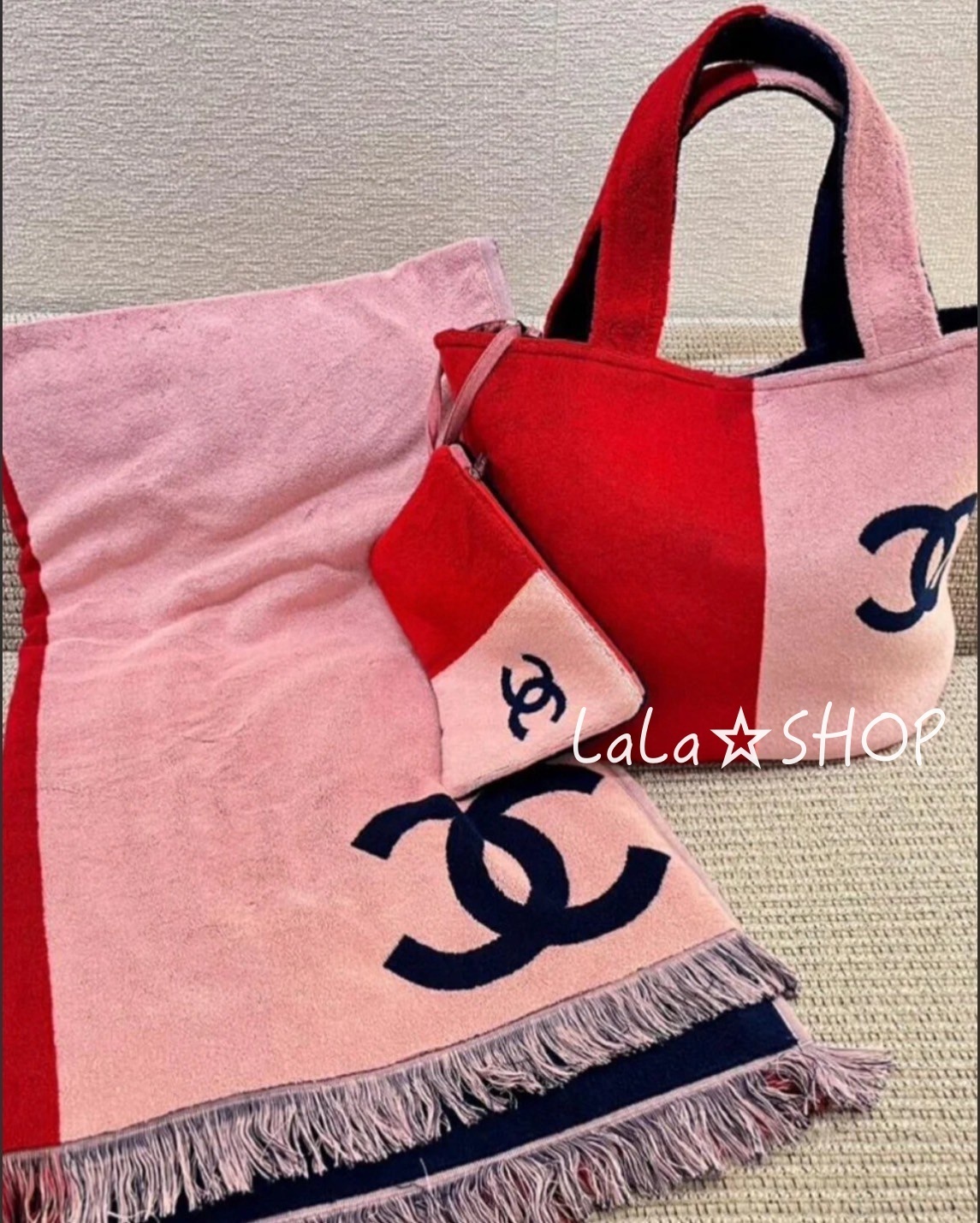 ★夏の必需品★【CHANEL】ビーチウェアセット CHANEL シャネル ビーチセット トートバッグ ポーチ バスタオル