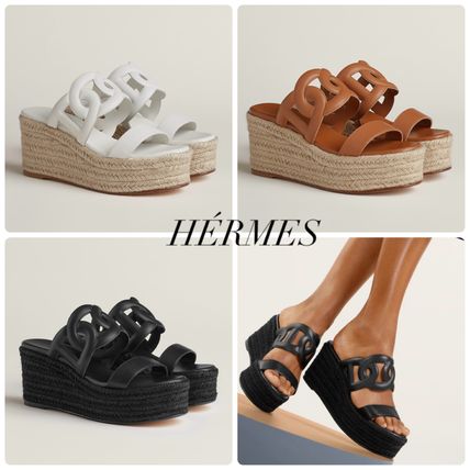 【おしゃれ】◆HERMES◆ウェッジヒールサンダル エルメス ティポリ レザー ウェッジソールサンダル 39