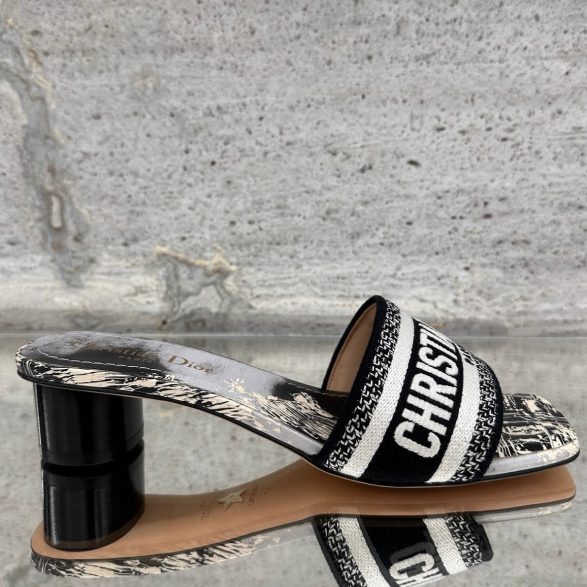 Dway New York エンブロイダリー コットン ヒールスライド 35MM