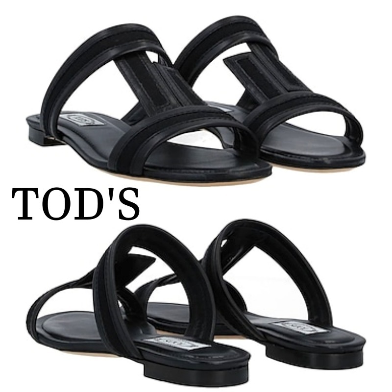 TOD'S T レザー グリッター サンダル 送関込