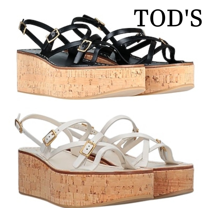 TOD'S レザー ウェッジヒールサンダル 送関込