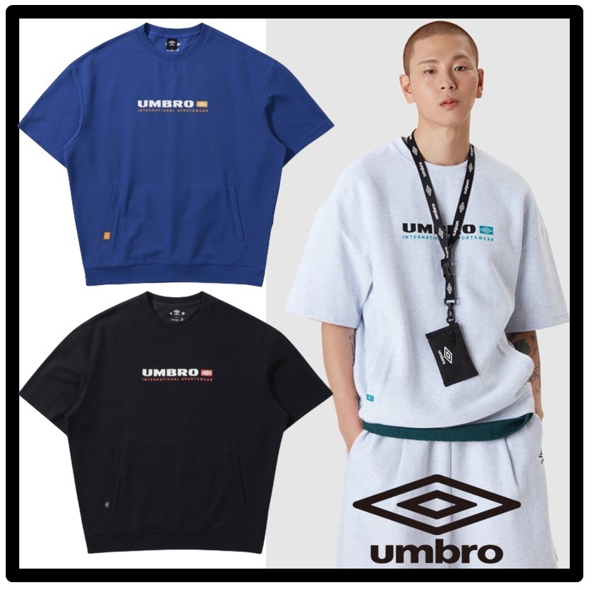 ★関税込★UMBRO★WAFFLE-LIKE FABRIC SHORT SLEEVE SWEATSHIRT