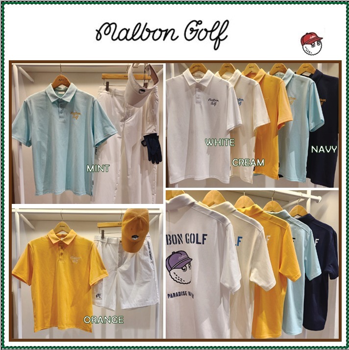 【MALBON】M4121PTS81 Men's Back Logo Collar T-shirt ■MAN