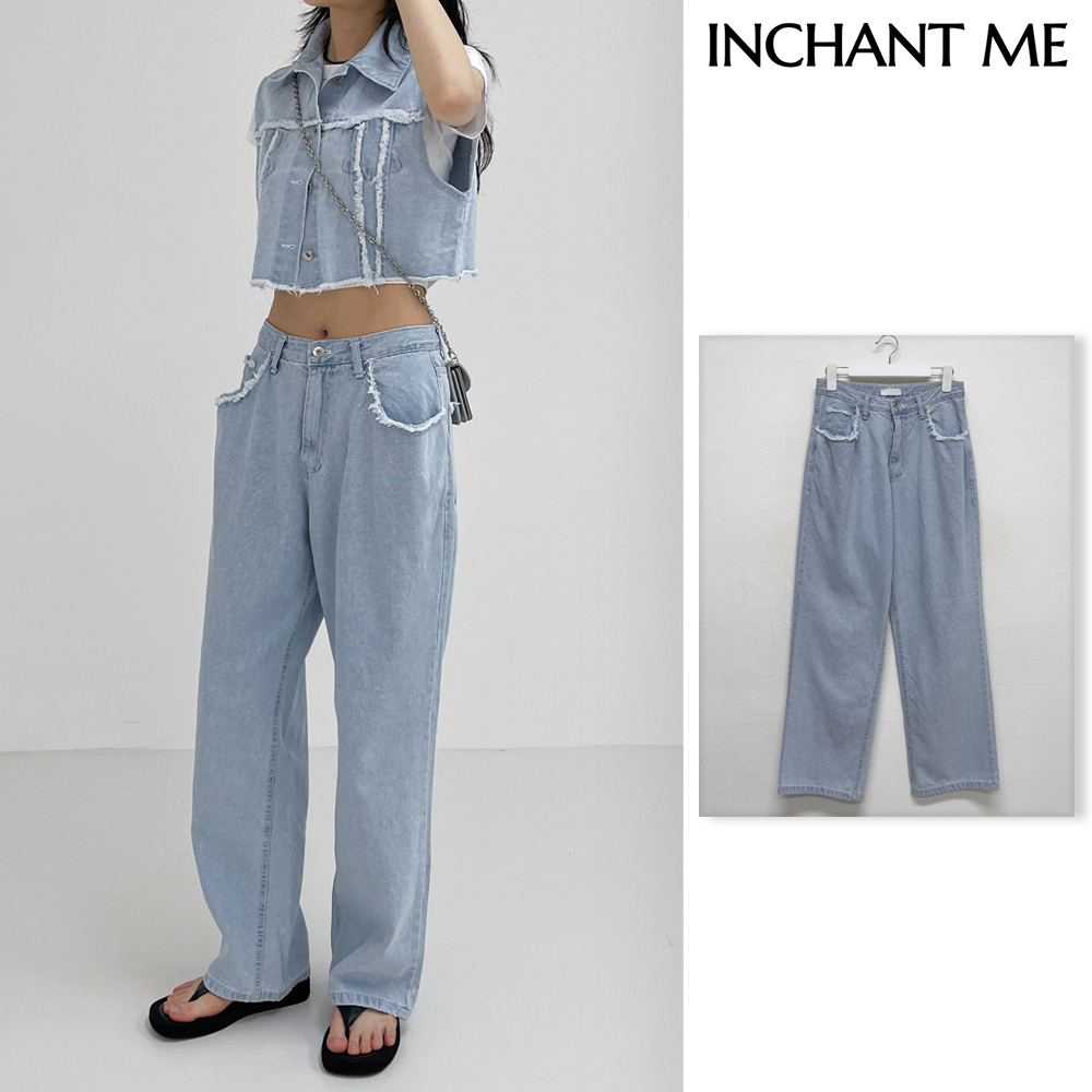 【INCHANT ME】[unisex] Risk Vintage Wide Denim Pants
