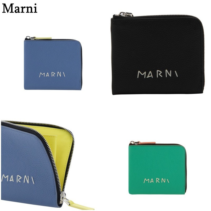 開催中セール一覧 Marni】ロゴ刺繍 レザー ジップウォレット ‐3色 *送料込 (MARNI 小物