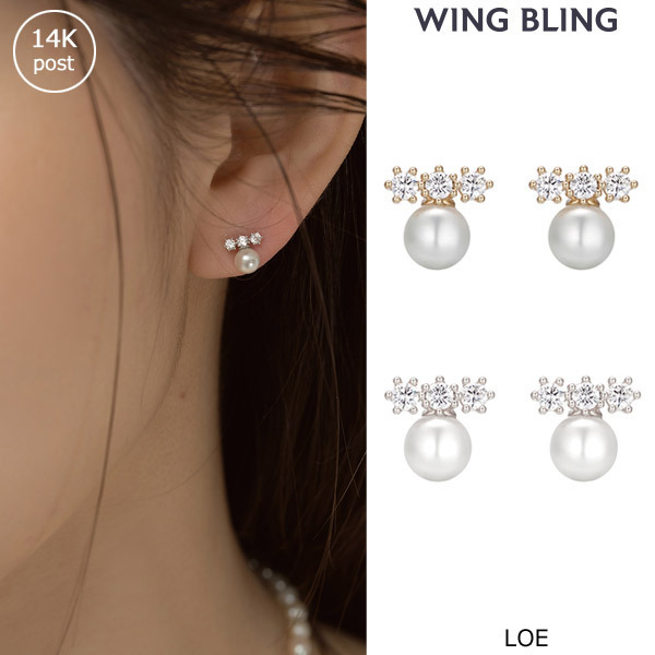人気【wing bling】(14K post) LOE パールピアス☆送料関税込