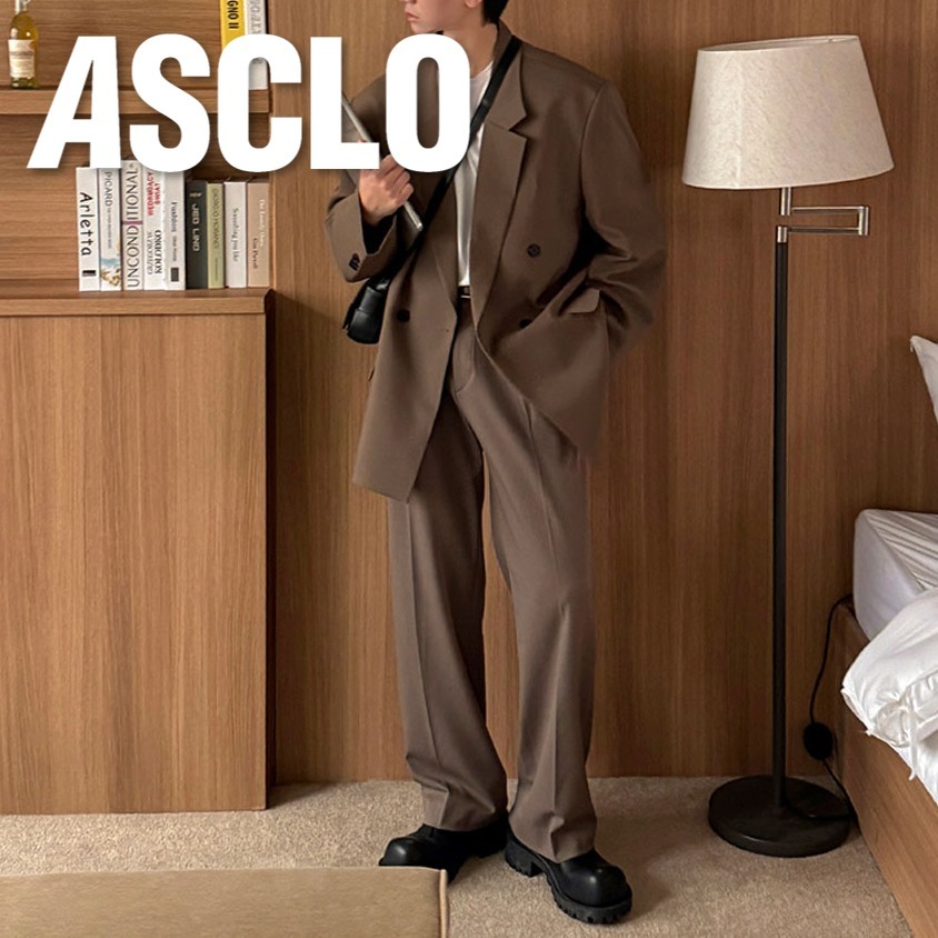 パンツ ASCLO Rough One Tuck Back Banding Slacks (4color)