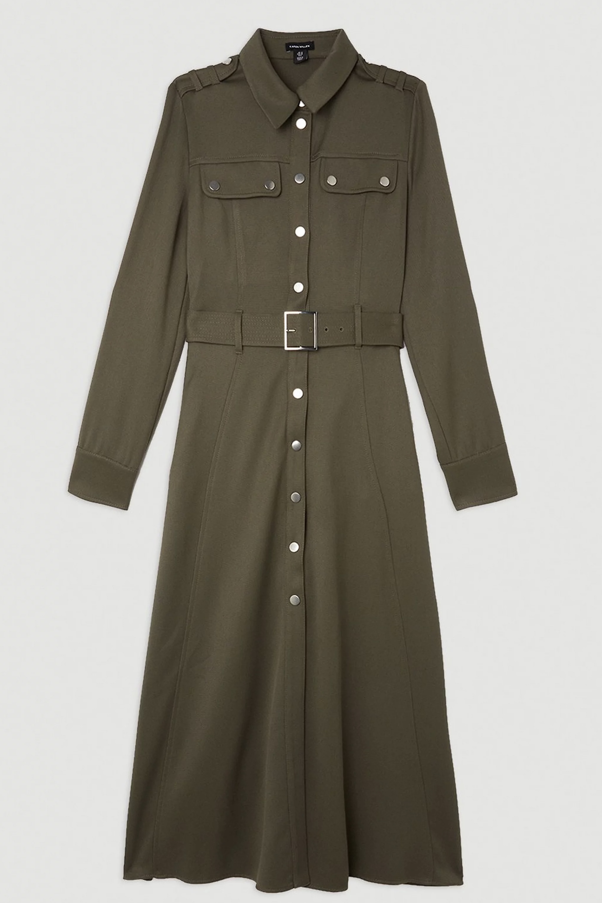 安心追跡【KAREN MILLEN】テーラードベルト付きシャツワンピ
