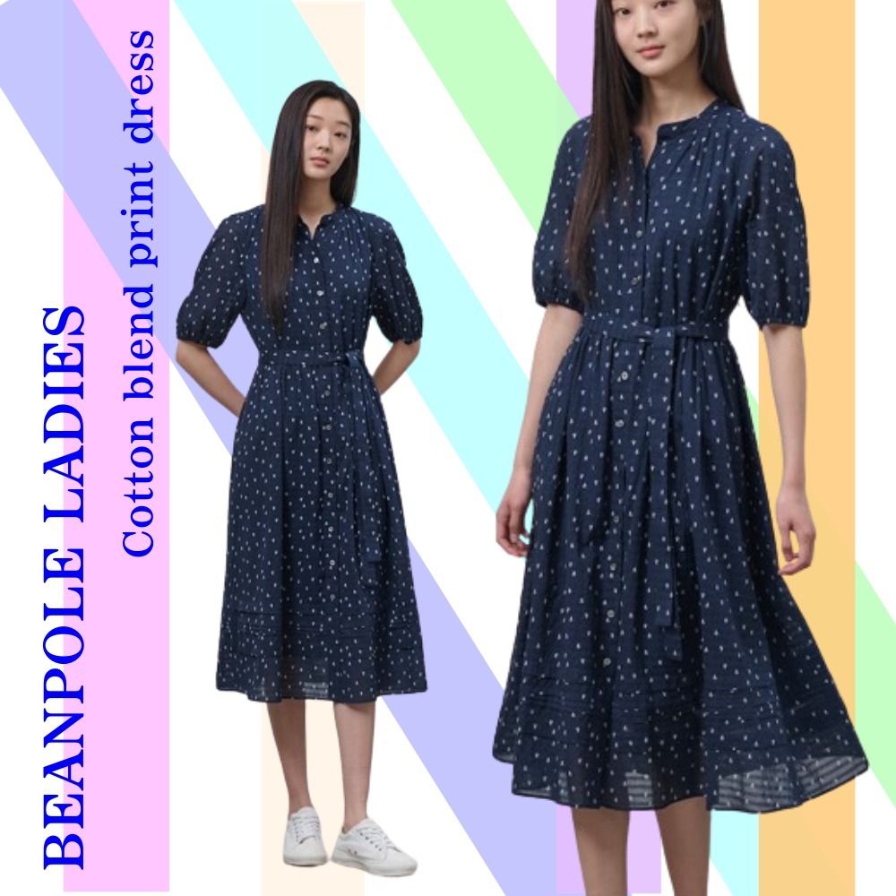 BEANPOLE LADIES◆コットンブレンドプリントワンピース◆