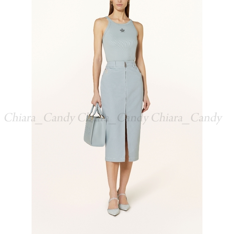 【24SS NEW】FENDI_women / ジッパー付き デニムミディスカート 24SS NEW】FENDI_women / ジッパー付き デニムミディスカート