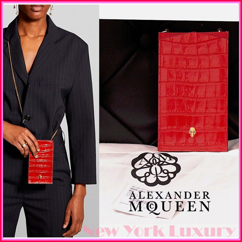 ALEXANDER MCQUEEN★素敵！Red SKULL Leather PHONE CASE BAG