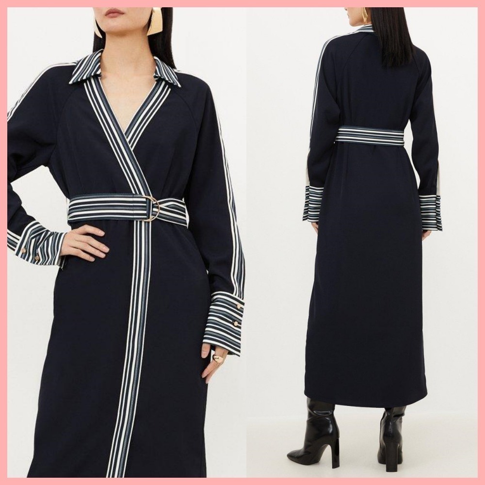 日本未入荷★Karen Millen ストライプラップワンピース