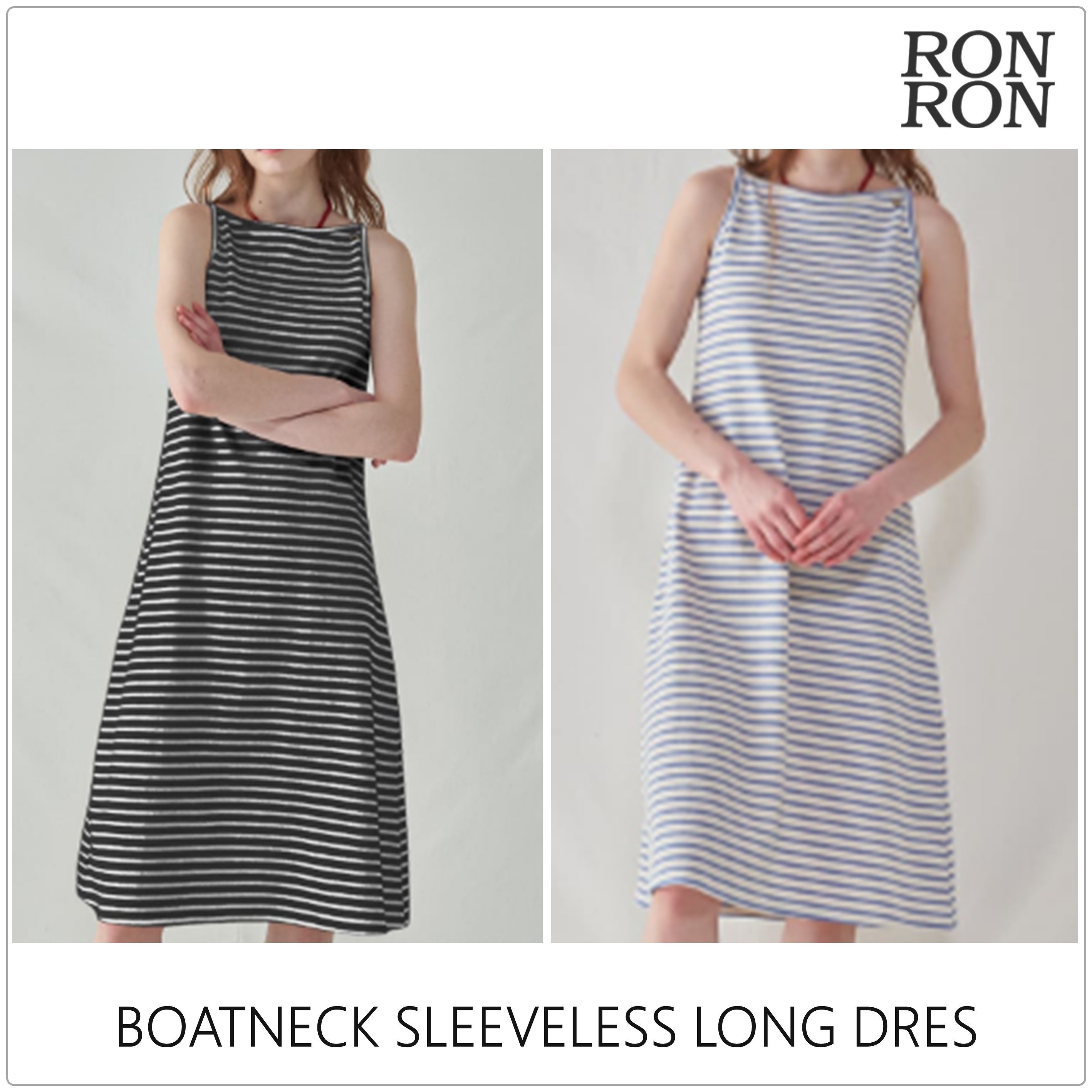 [RONRON] BOATNECK SLEEVELESS ロング ドレス★新作・24SS★