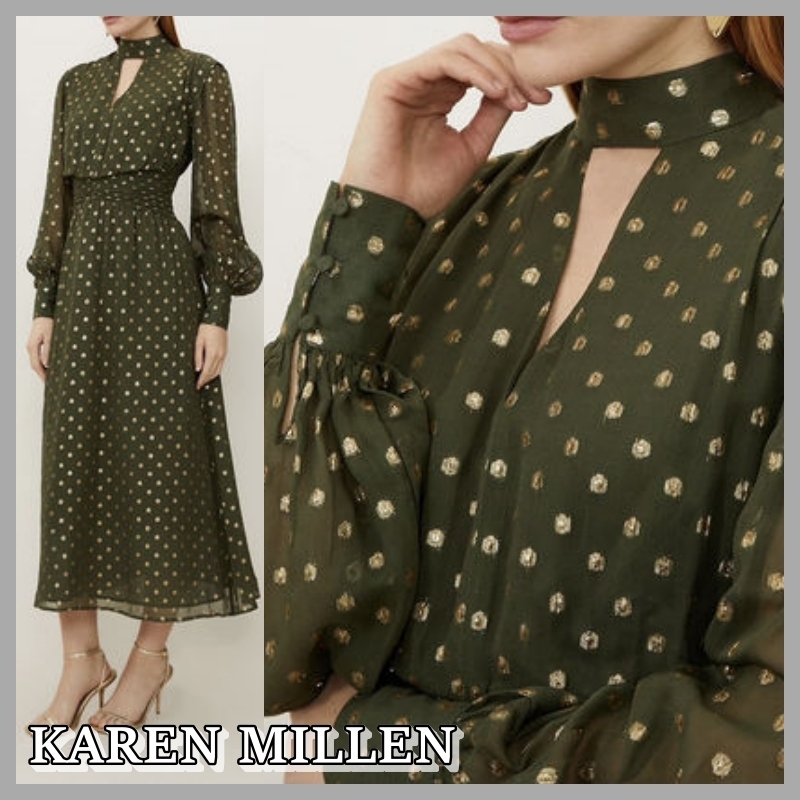 【KarenMillen】ドット柄ロングワンピース