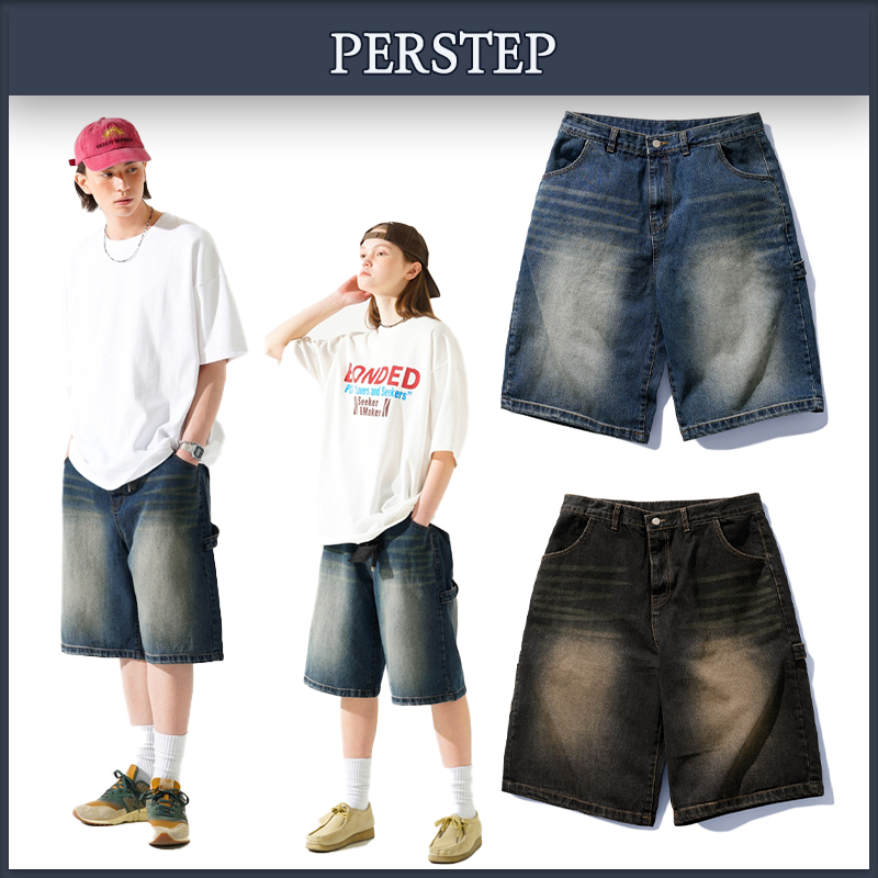 【PERSTEP】男女兼用★ウィスカーウォッシングデニムパンツ2色