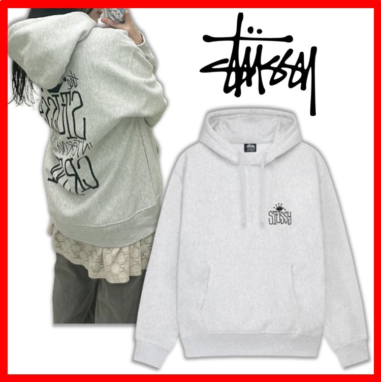 ★人気★【Stussy】★Stussy Crown International Hoodie★Ash