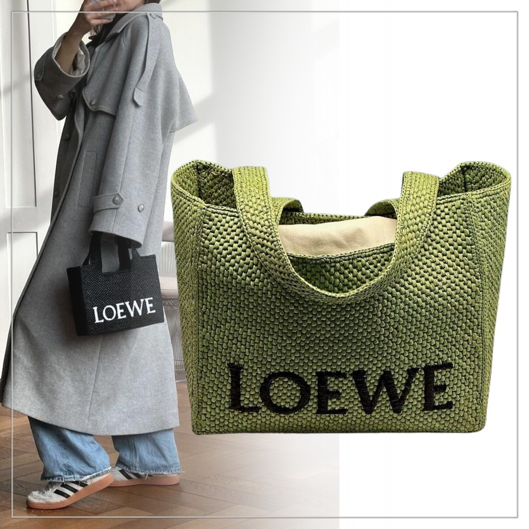 【話題】LOEWE◆ラフィア スモール ストラップ付 フォントトート