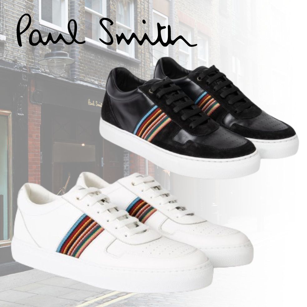 ★人気【Paul Smith】シグネチャーストライプ レザー スニーカー