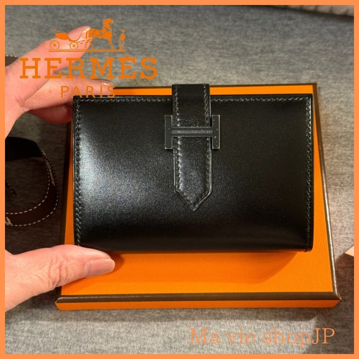定番!!【HERMES】エルメス ベアン モノクロームカードホルダー