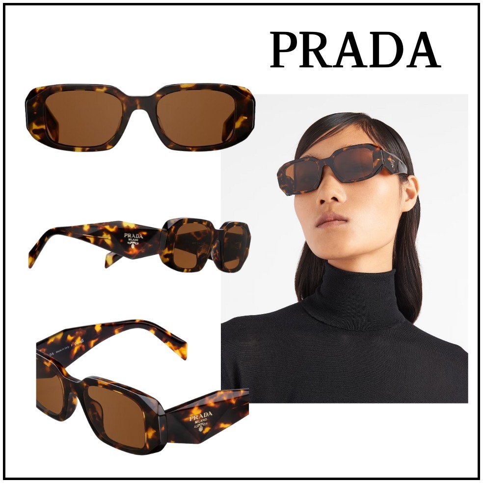 国内直営、ロゴ入り【PRADA】シンボル サングラス キャメル