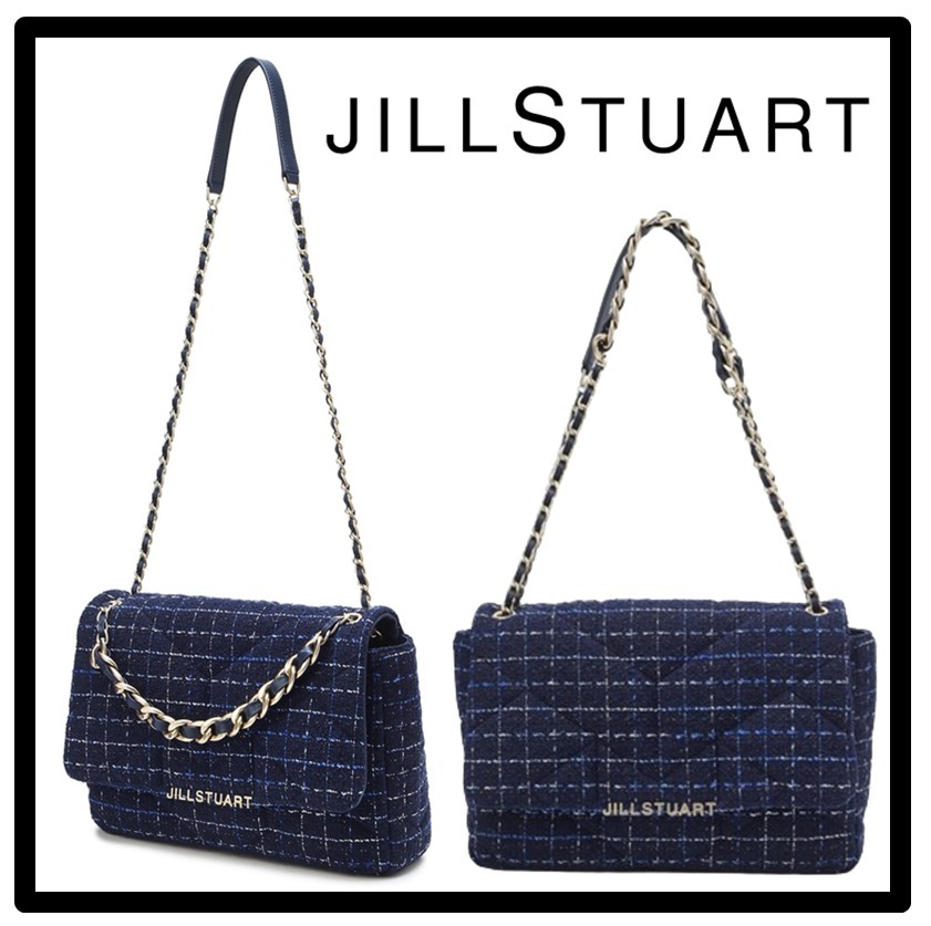 ★関税込★JILLSTUART★TWEED MATERIAL BIG FLAP TYPE BAG★