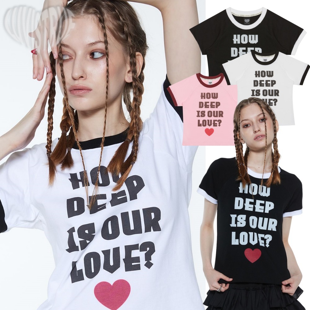 LUV IS TRUE★韓国★人気★ RT HOW DEEP TEE 3色 半袖Tシャツ