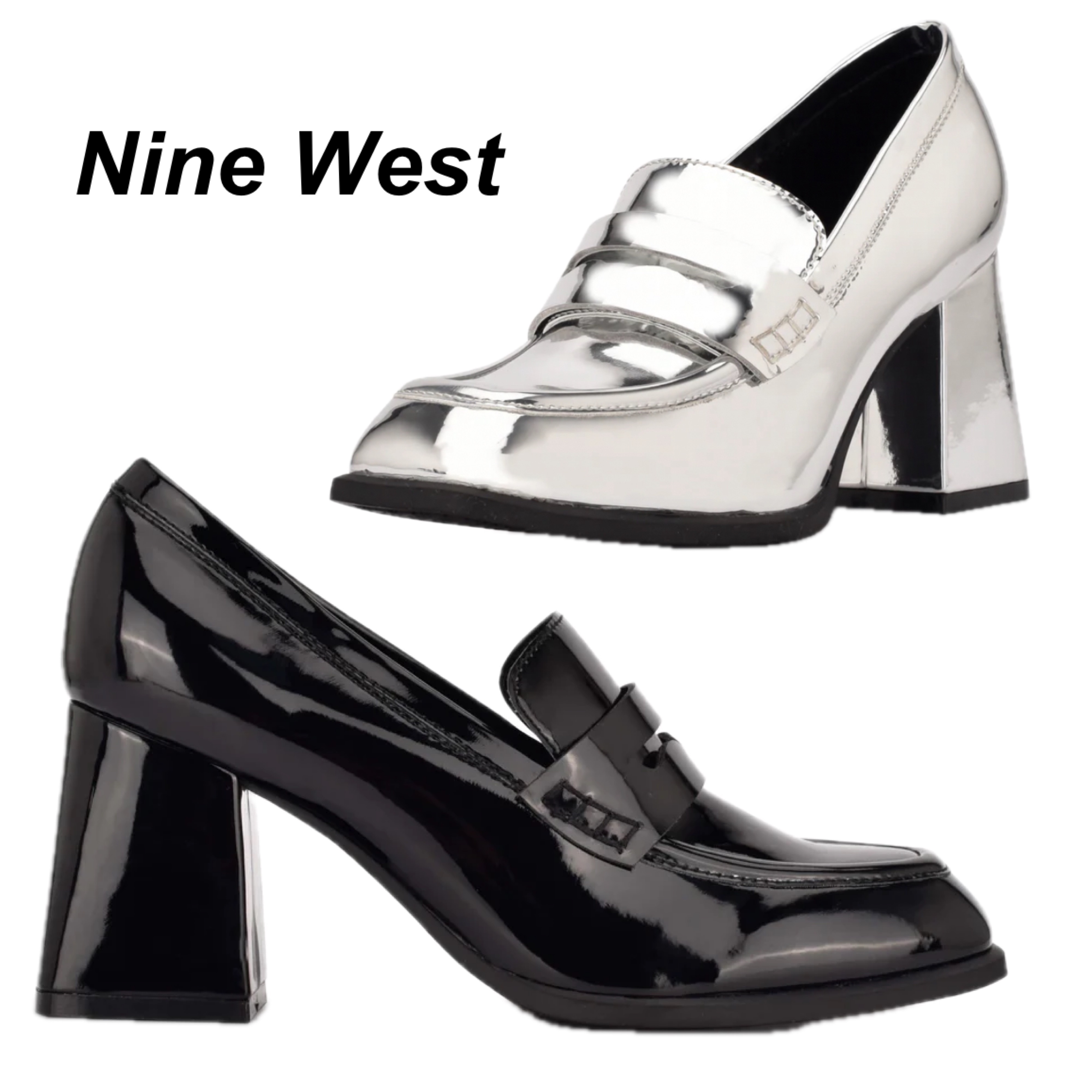 Nine West ブロックヒール ローファー 2色 関税送料無料