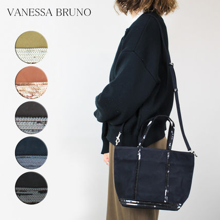 vanessabruno Shoulder Bags Casual Style Canvas Blended Fabrics 2WAY Plain Elegant Style