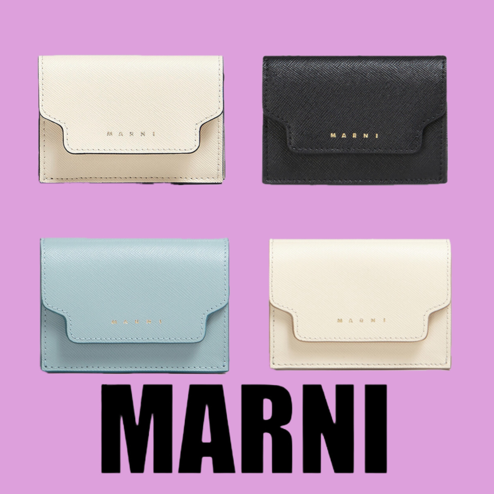 シンプルで上品☆MARNI サフィアーノレザー製三つ折りウォレット